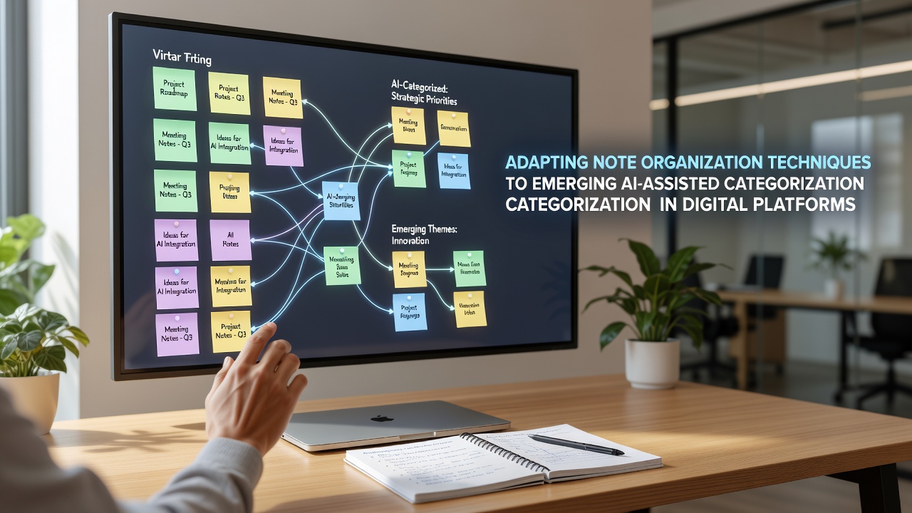 Example of AI-suggested categories appearing within a digital note-taking workspace